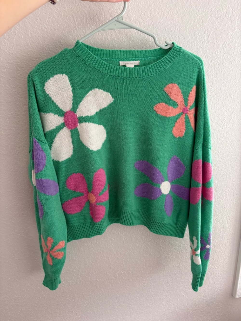 Green Floral Sweater
